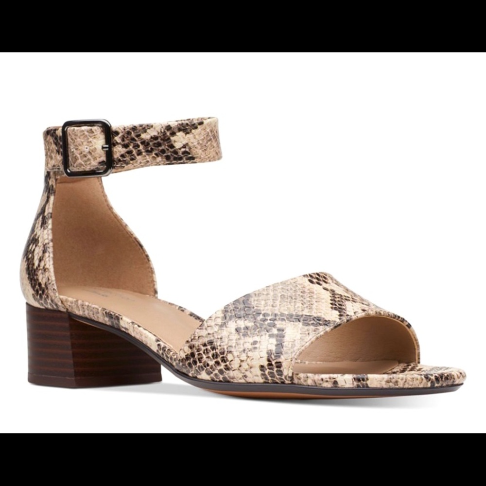 Clarks Collection Elisa Dedra Snakeskin Print Sandals Size 8 1/2